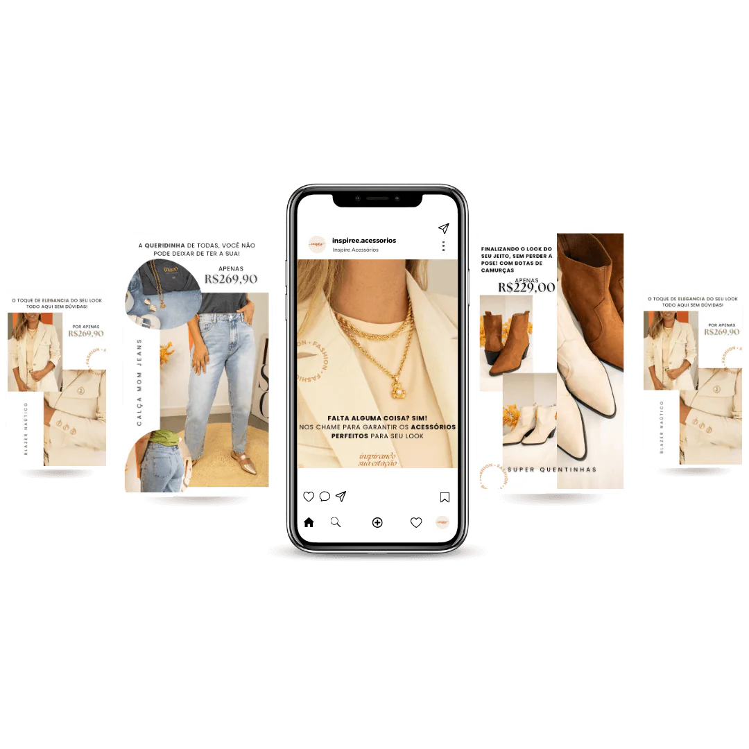 Mockup de trabalho como social media para catálogo de moda feminina